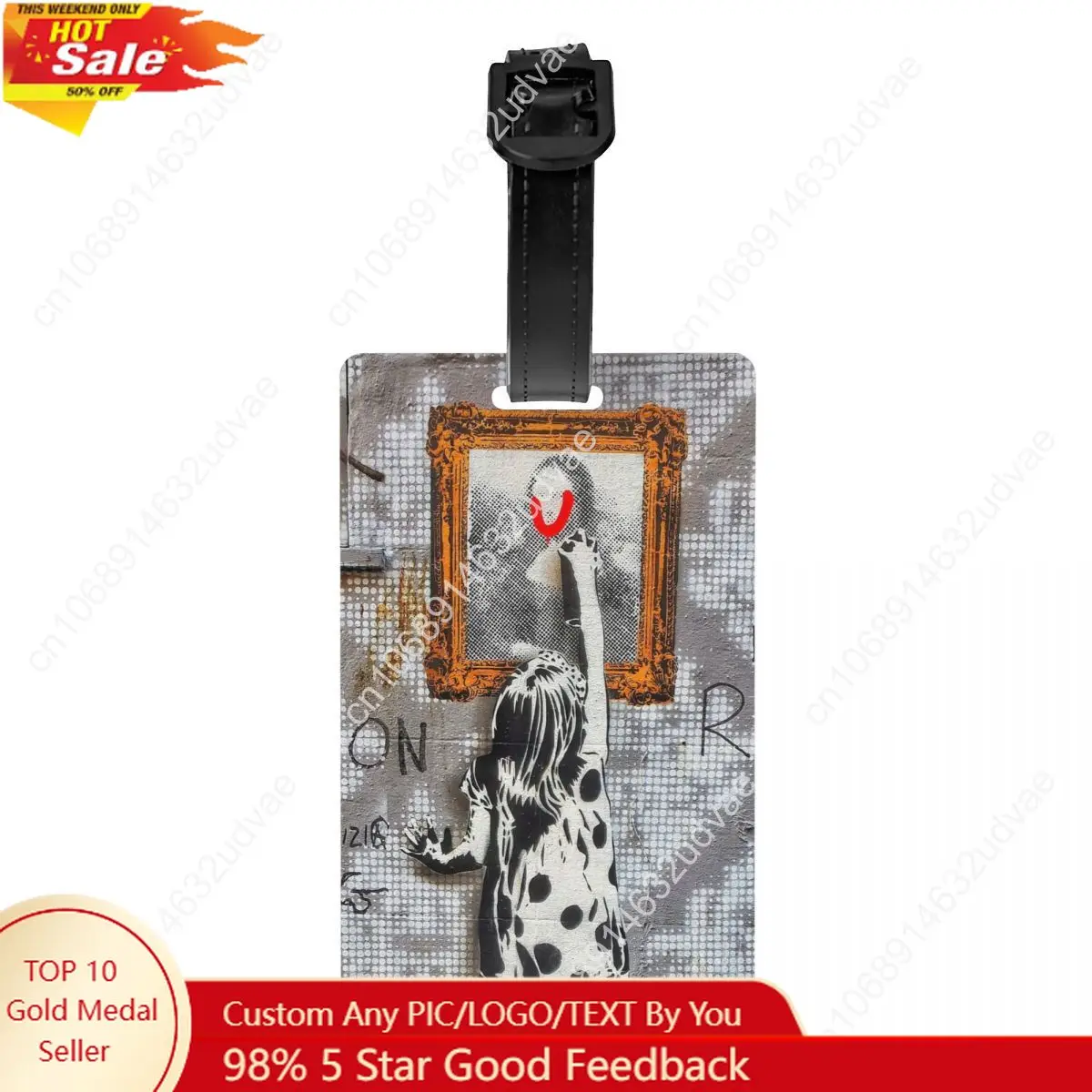 Custom Banksy Graffiti Luggage Tag Street Pop Art Travel Bag Suitcase Privacy Cover ID Label
Custom Banksy Graffiti Luggage Tag Street Pop Art Travel Bag Suitcase Privacy Cover ID Label