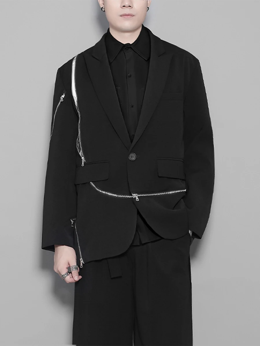 Autumn New Dark Series American Zipper Splicing Design Suit men's Coat Top
Autumn New Dark Series American Zipper Splicing Design Suit men's Coat Top