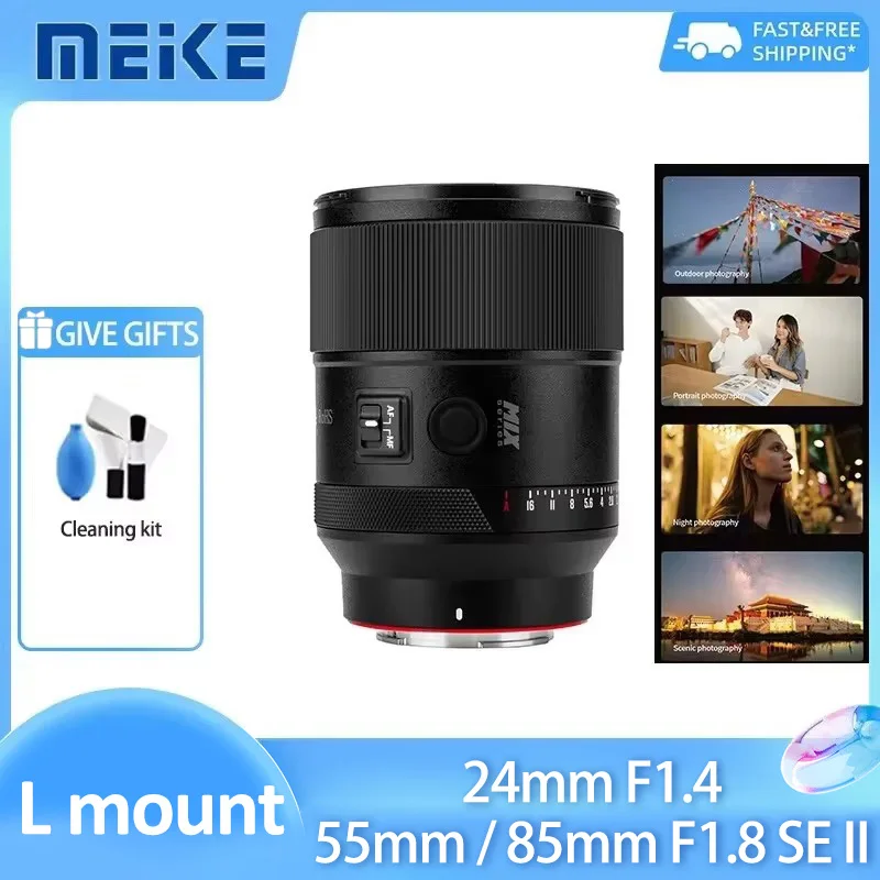 Объектив MEKE 24mm F1.4, 55mm, 85mm F1.8 SE II Full Frame L-mount с автофокусом, большой апертурой и технологией STM для камер Panasonic с креплением L.
Объектив MEKE 24mm F1.4, 55mm, 85mm F1.8 SE II Full Frame L-mount с автофокусом, большой апертурой и технологией STM для камер Panasonic с креплением L.