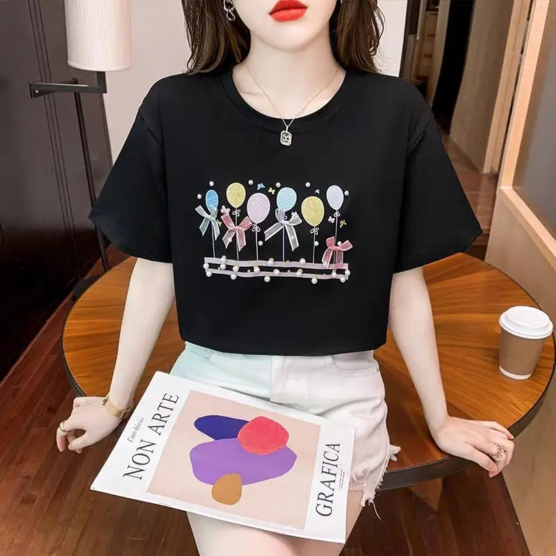 Summer New Short-sleeved Women's Heavy Industry Beads Bow Printed Loose Short-sleeved Internet Celebrity Hot T-shirt Top
Summer New Short-sleeved Women's Heavy Industry Beads Bow Printed Loose Short-sleeved Internet Celebrity Hot T-shirt Top