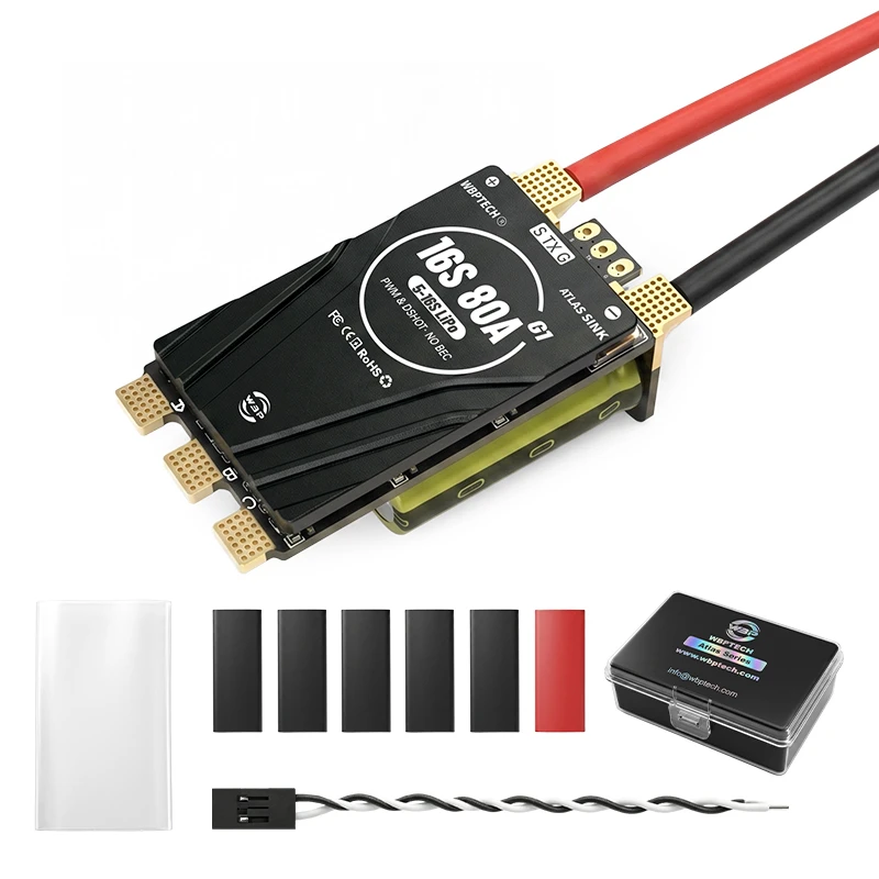 WBPTech Atlas Sink 16S80A G1 AM32 ESC 5-16S LiPo 80A Water Cooling ESC for 10-18 Inch X-Class FPV UAV Drone
WBPTech Atlas Sink 16S80A G1 AM32 ESC 5-16S LiPo 80A Water Cooling ESC for 10-18 Inch X-Class FPV UAV Drone