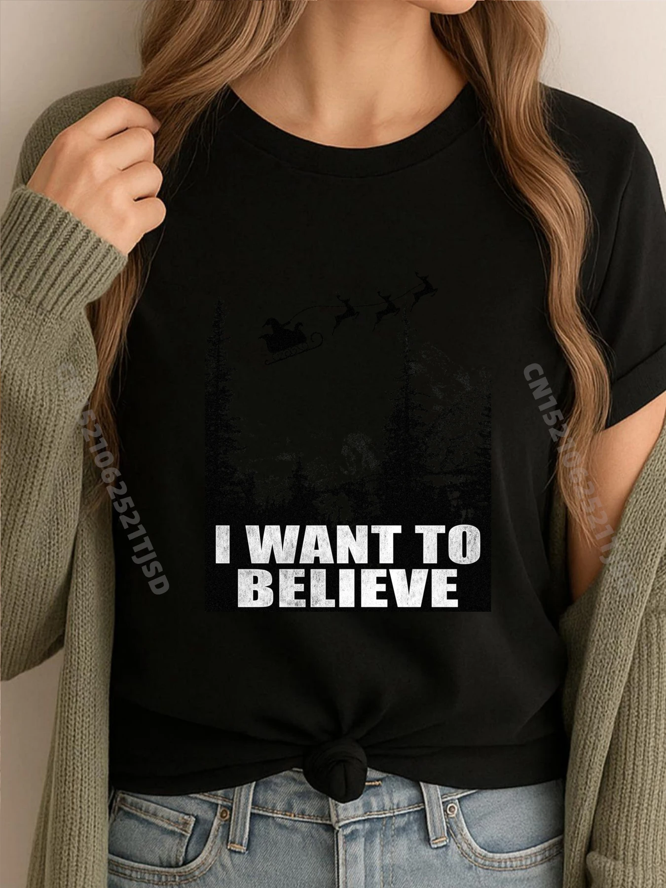 Я хочу верить. Забавные рождественские простые футболки оптом. Футболки большого размера. 
Я хочу верить. Забавные рождественские простые футболки оптом. Футболки большого размера.