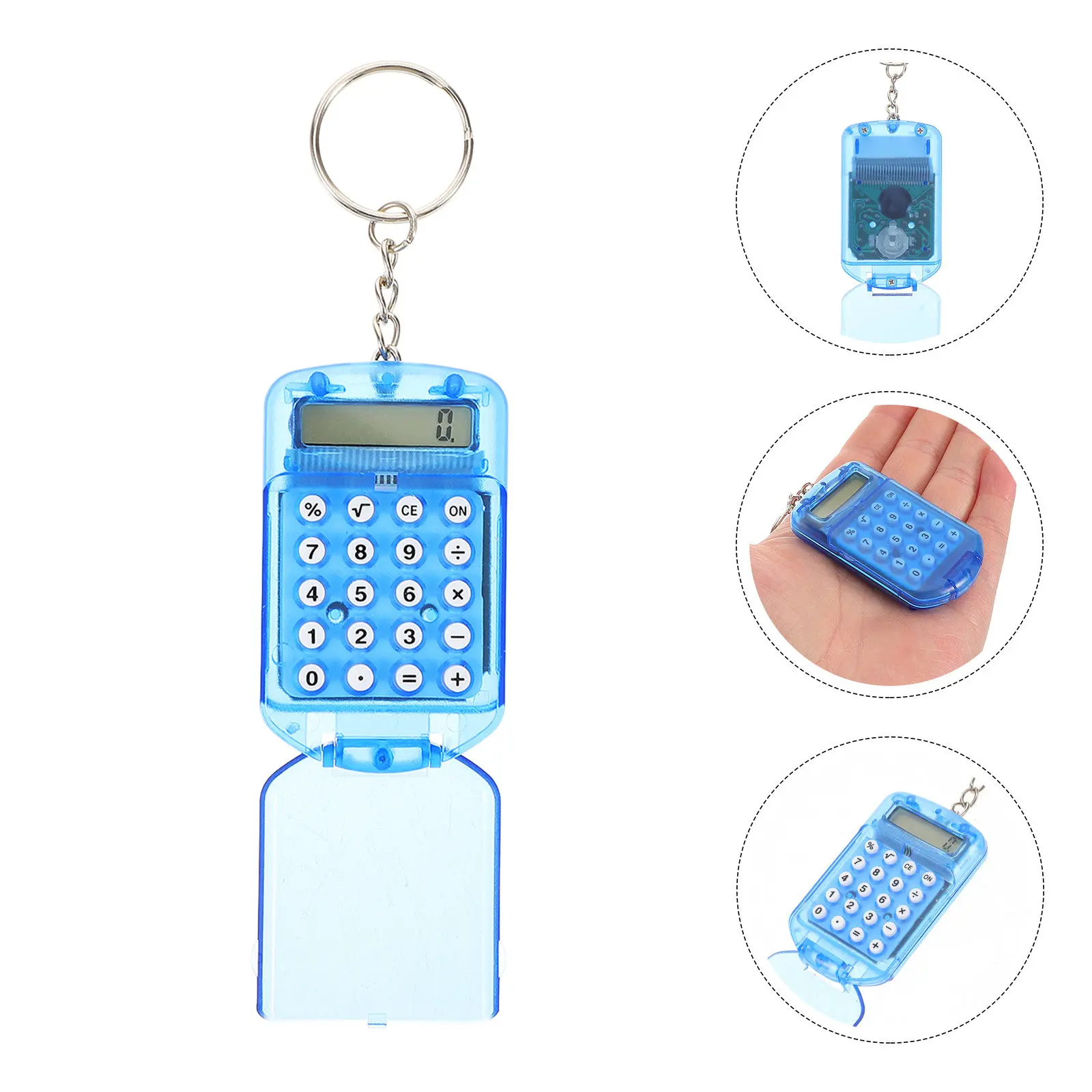 3Pcs Portable Mini Calculator Transparent Shell Cute Keychain Attachment for Students Daily Use Tiny Functional School Office