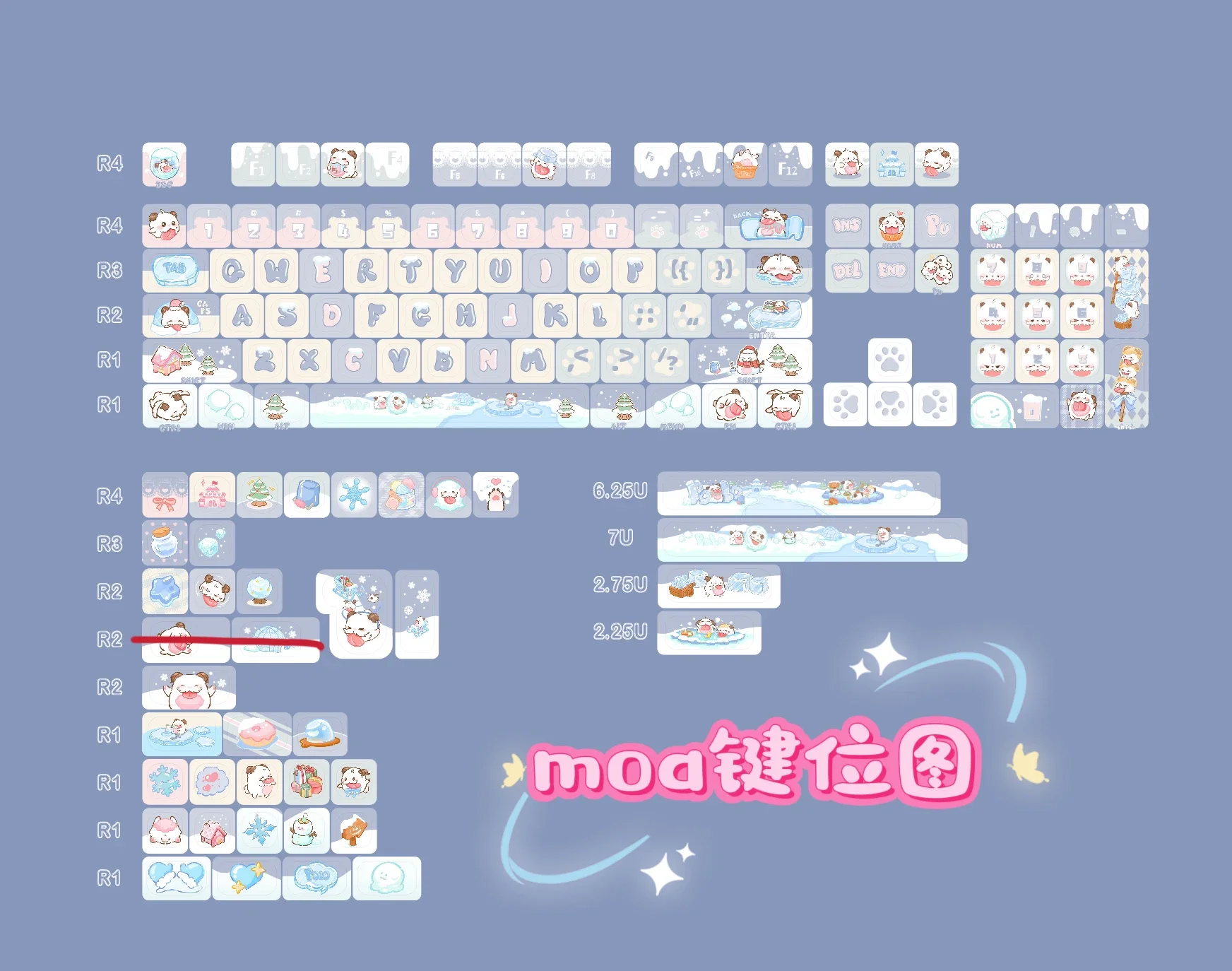 Ice and snow Pbt thermal sublimation mechanical keyboard keycap second creation
Ice and snow Pbt thermal sublimation mechanical keyboard keycap second creation