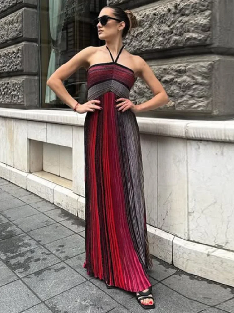 Resort Style Knitted Stretchy Long Skirt 2026 Fashion Halter Tube Top Sleeveless Backless Stripe Sexy Long Dress Women Summer
Resort Style Knitted Stretchy Long Skirt 2026 Fashion Halter Tube Top Sleeveless Backless Stripe Sexy Long Dress Women Summer
