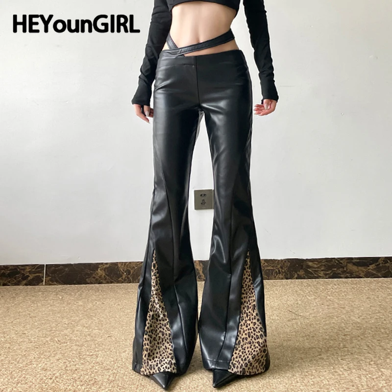 HEYounGIRL Leopard Print Patchwork Leather Micro Flared Pants Fashion Streetwear Punk Retro Slim Flare Trousers 2000s Outfits
HEYounGIRL Leopard Print Patchwork Leather Micro Flared Pants Fashion Streetwear Punk Retro Slim Flare Trousers 2000s Outfits