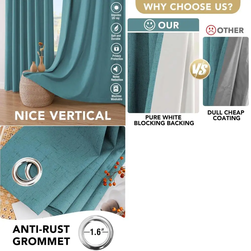 Термоизолирующие светонепроницаемые шторы с льняной текстурой, 84 дюйма, с белой подкладкой, энергосберегающие, 2 панели цвета бирюзовый.
Термоизолирующие светонепроницаемые шторы с льняной текстурой, 84 дюйма, с белой подкладкой, энергосберегающие, 2 панели цвета бирюзовый.