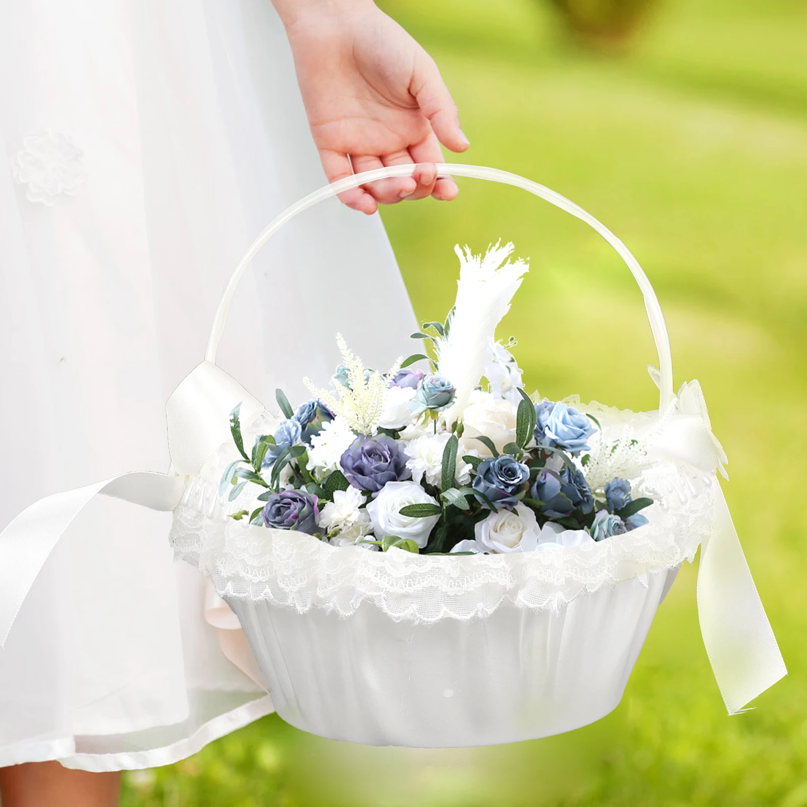 Lace Satin Wedding Flower Girl Basket White Storage Container for Petals Fruits Bridal Party Home Decor Baskets Storage
Lace Satin Wedding Flower Girl Basket White Storage Container for Petals Fruits Bridal Party Home Decor Baskets Storage