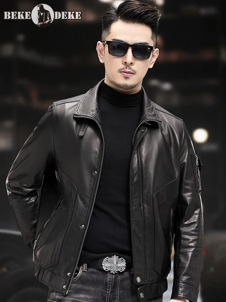 Men Business Casual Work Real Cowhide Coat Moto Biker Windproof Genuine Leather Jacket Spring Autumn Outwear Bomber Jacket 5XL
Men Business Casual Work Real Cowhide Coat Moto Biker Windproof Genuine Leather Jacket Spring Autumn Outwear Bomber Jacket 5XL