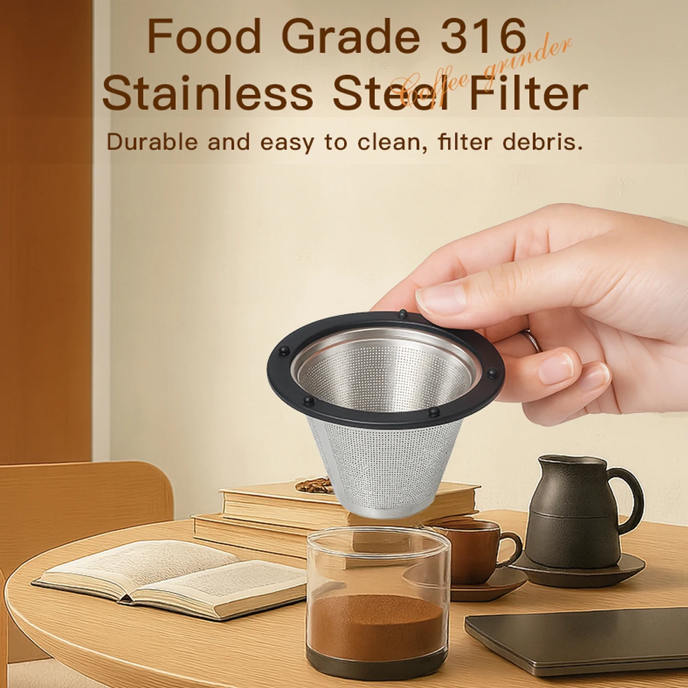 Portable Wireless Electric Coffee Grinder Grind Size Adjustable 316 Stainless Steel Filter Rechargeable Battery for Home/Travel
Portable Wireless Electric Coffee Grinder Grind Size Adjustable 316 Stainless Steel Filter Rechargeable Battery for Home/Travel