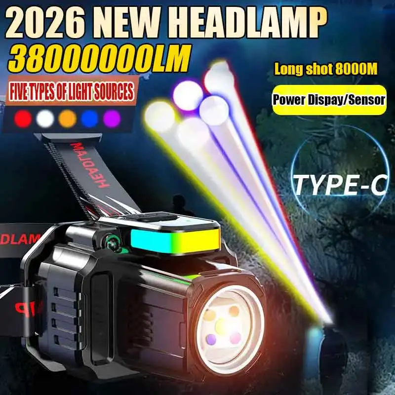 Upgrade 5 Colors White Laser Headlight Source Sensor Headlamp LED Flashlight Head Torch Built-in Battery Fishing Camping Lantern
Upgrade 5 Colors White Laser Headlight Source Sensor Headlamp LED Flashlight Head Torch Built-in Battery Fishing Camping Lantern