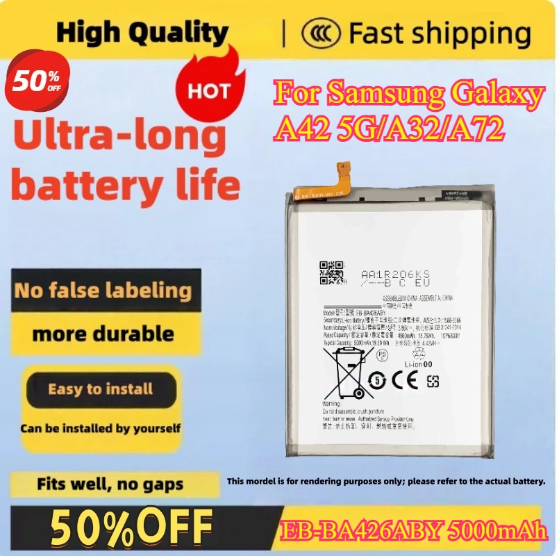 EB-BA426ABY 5000mAh High Quality Replacement Battery For Samsung Galaxy A42 5G/A32/A72 Mobile Phone
EB-BA426ABY 5000mAh High Quality Replacement Battery For Samsung Galaxy A42 5G/A32/A72 Mobile Phone