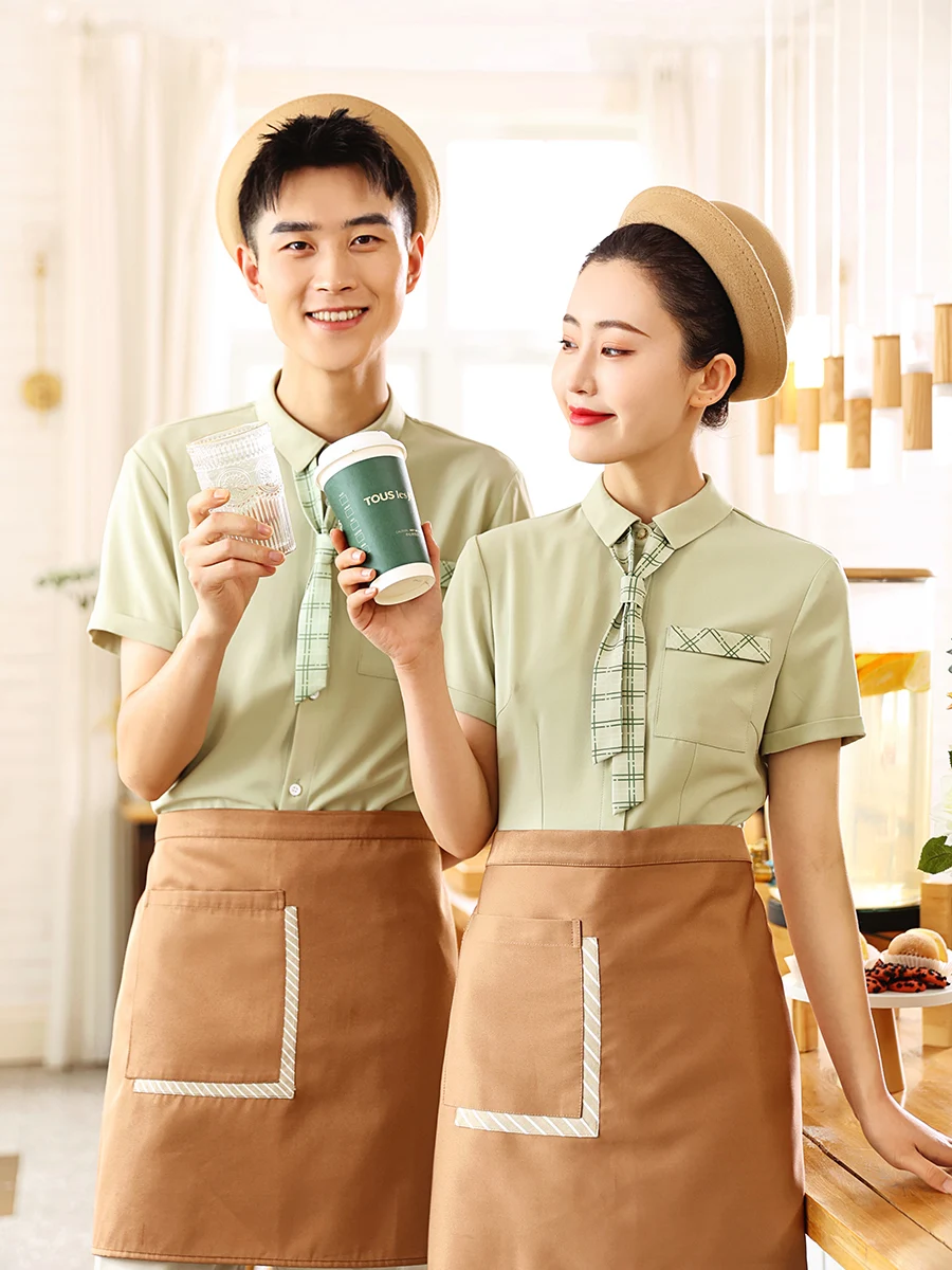 Milk Tea Shop Work Clothes Summer Catering Restaurant Dessert Shop Baker Waiter Shirt and Apron Set Hotel Waitress Uniform
Milk Tea Shop Work Clothes Summer Catering Restaurant Dessert Shop Baker Waiter Shirt and Apron Set Hotel Waitress Uniform