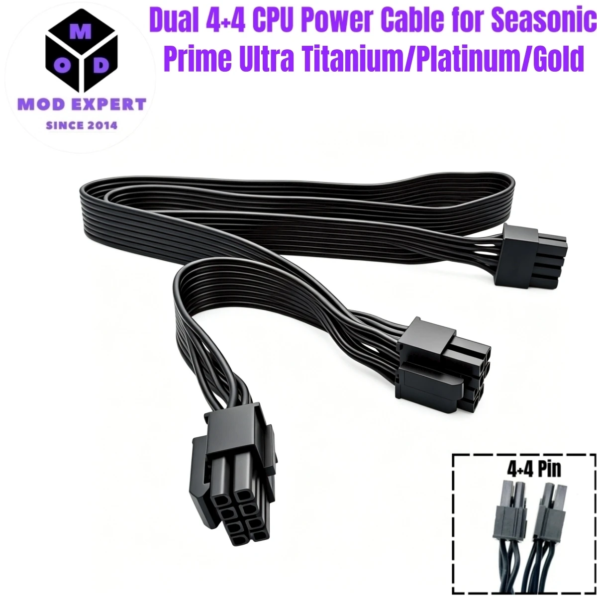 Dual CPU ATX/EPS12V 8Pin 4+4Pin Power Cable for Seasonic PRIME Ultra Titanium/Platinum/Gold 1300W, 1000W, 850W, 750W, 650W, 550W
Dual CPU ATX/EPS12V 8Pin 4+4Pin Power Cable for Seasonic PRIME Ultra Titanium/Platinum/Gold 1300W, 1000W, 850W, 750W, 650W, 550W