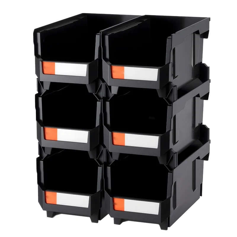 Black Plastic Stackable Storage Bins, 6-Pack 14.8 x 8.5 x 7.1 Inch for Closet, Garage, Office, Small Parts Organization
Black Plastic Stackable Storage Bins, 6-Pack 14.8 x 8.5 x 7.1 Inch for Closet, Garage, Office, Small Parts Organization