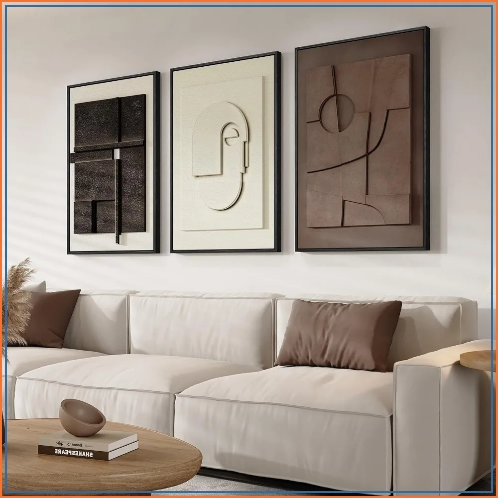 3D Textured Abstract Wall Art, 3 Piece Modern Paintings, Black White Brown Geometric Sandstone Decor 16x24 In
3D Textured Abstract Wall Art, 3 Piece Modern Paintings, Black White Brown Geometric Sandstone Decor 16x24 In