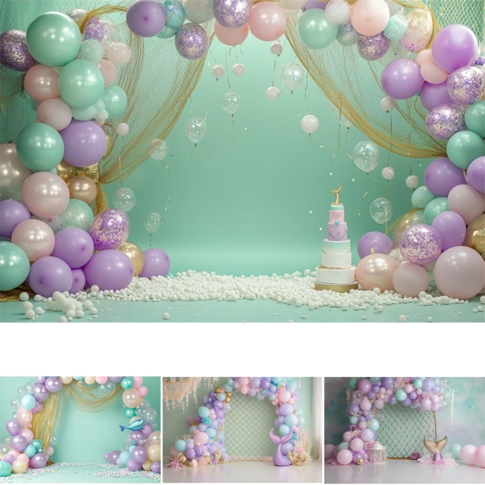 Mermaid Tail Balloon Arch Photography Backdrop Decorative Newborn Baby 1st Birthday Girl's Birthday Cake Smash Background Props
Mermaid Tail Balloon Arch Photography Backdrop Decorative Newborn Baby 1st Birthday Girl's Birthday Cake Smash Background Props