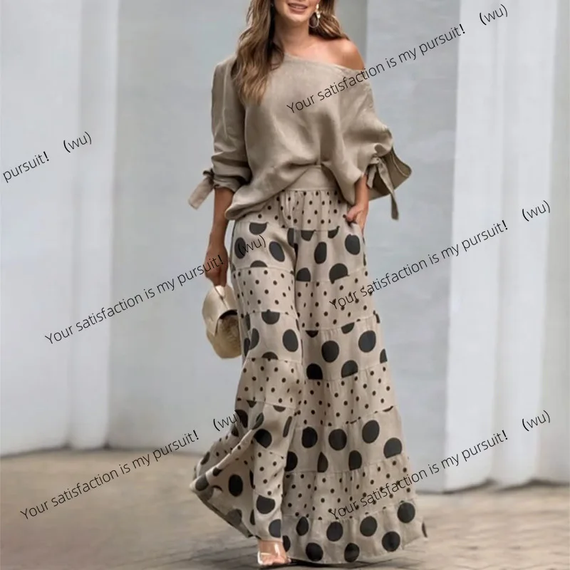 ZOCI-Women's 2-piece Set, Casual, Elegant, Long Sleeve Shoulder Neckline, Polka Dot Wide Leg Pants, 2-piece Set
ZOCI-Women's 2-piece Set, Casual, Elegant, Long Sleeve Shoulder Neckline, Polka Dot Wide Leg Pants, 2-piece Set