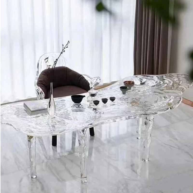 Light luxury household crystal coffee table transparent resin water ripple modern model room hospitality tea table
Light luxury household crystal coffee table transparent resin water ripple modern model room hospitality tea table