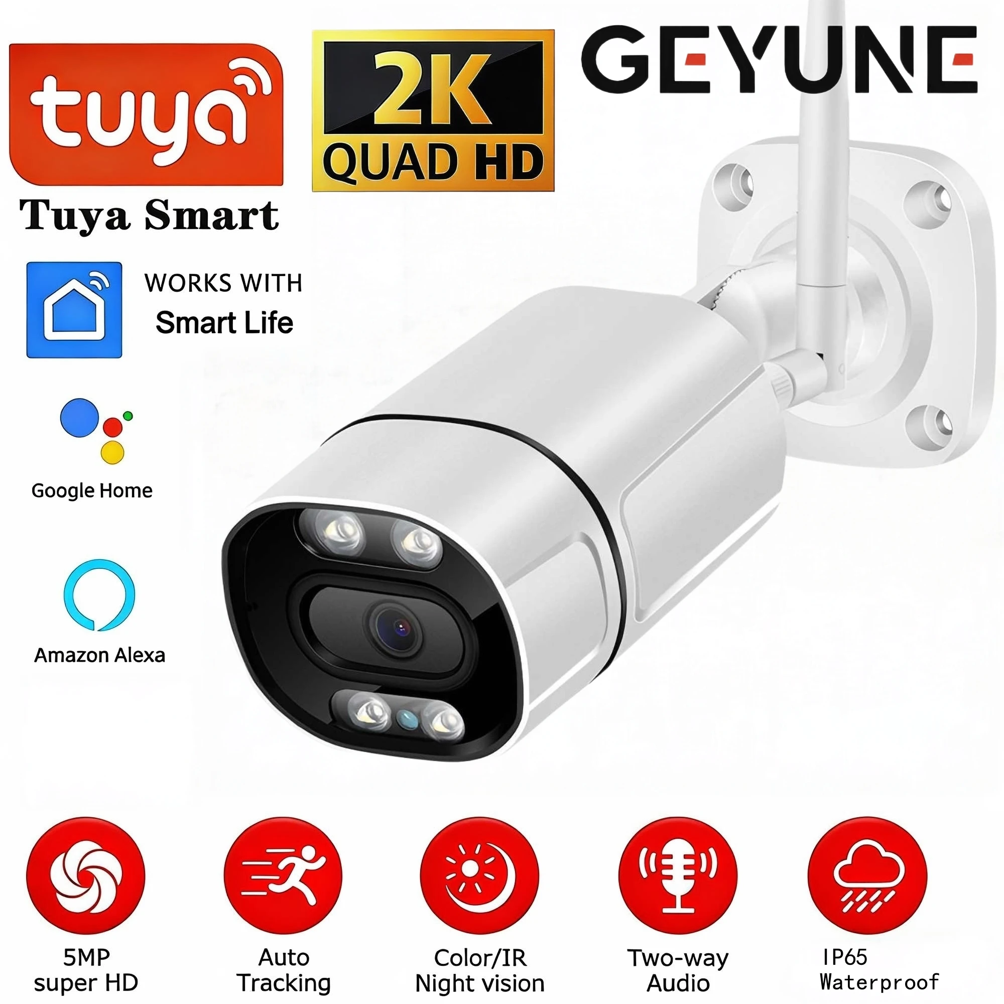 Tuya 5MP IP Camera Wifi Outdoor Ai Human Detect Audio Wireless Camera 1080P HD Color Infrared Night Vision Security CCTV Camera
Tuya 5MP IP Camera Wifi Outdoor Ai Human Detect Audio Wireless Camera 1080P HD Color Infrared Night Vision Security CCTV Camera