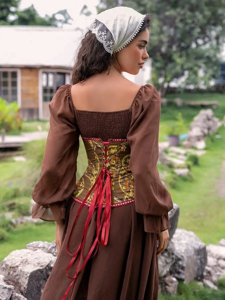Women Vintage Style Jacquard Lace-Up Bustier Corset Top
Women Vintage Style Jacquard Lace-Up Bustier Corset Top
