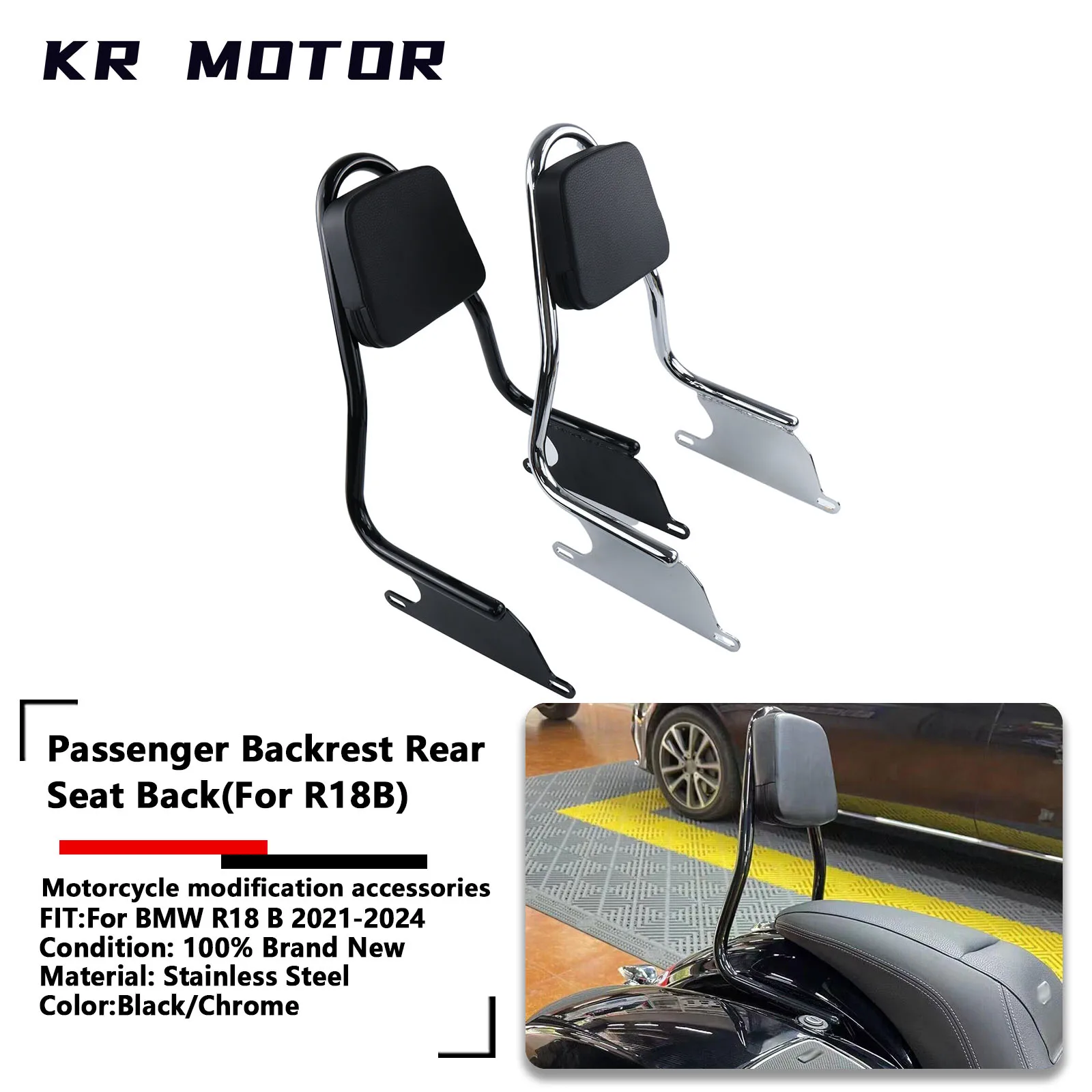 For BMW R 18 B R18 R18B 2021 2022 2023 2024 Passenger Backrest Sissy Bar Rear Seat Cushion Rest Pad Black/Chrome Stainless Steel
For BMW R 18 B R18 R18B 2021 2022 2023 2024 Passenger Backrest Sissy Bar Rear Seat Cushion Rest Pad Black/Chrome Stainless Steel