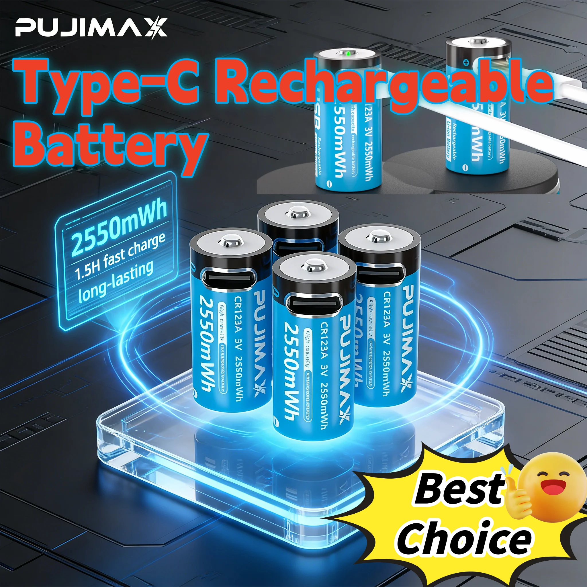Type-C Rechargeable CR123A 2550mWh 3V Lithium Battery Rechargeable Battery High Capacity Portable Stable Output
Type-C Rechargeable CR123A 2550mWh 3V Lithium Battery Rechargeable Battery High Capacity Portable Stable Output