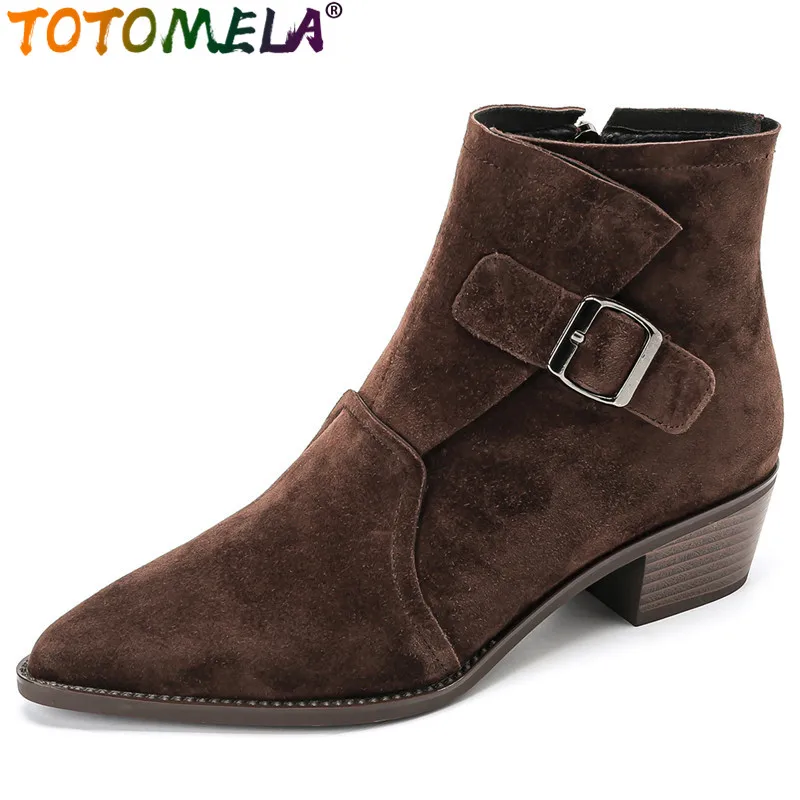 TOTOMELA 2024 New Kid Suede Leather Winter Boots Retro Pointed Toe Ladies Zipper Ankle Boots Square Med Heels Dress Women Shoes
TOTOMELA 2024 New Kid Suede Leather Winter Boots Retro Pointed Toe Ladies Zipper Ankle Boots Square Med Heels Dress Women Shoes