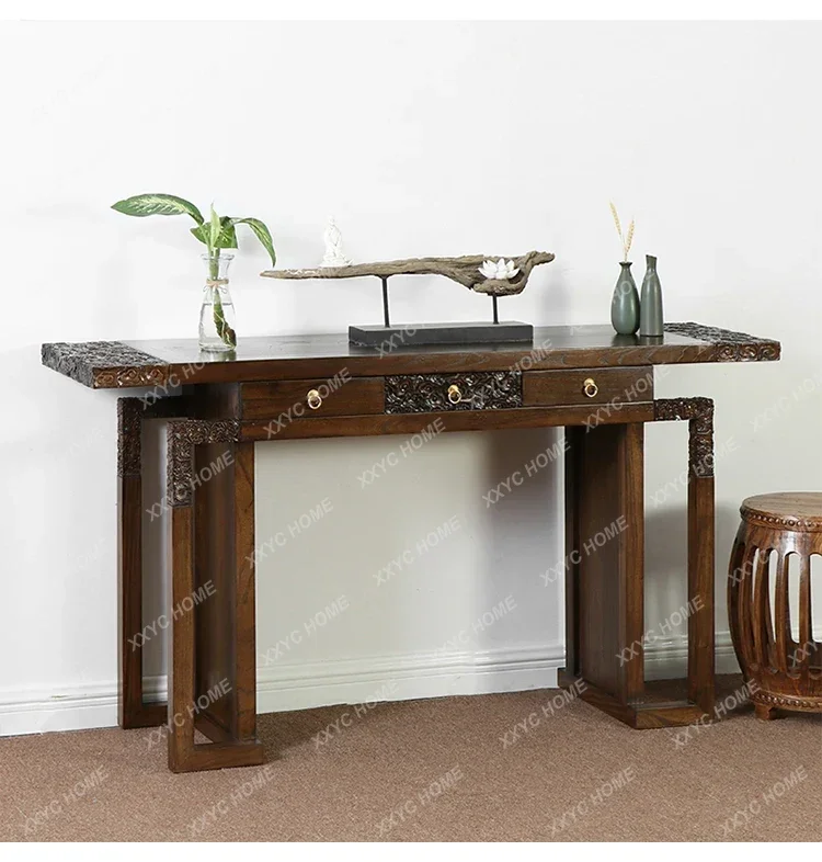 New Chinese style old elm strip case for table, solid wood antique carving storage for table, zen classical
New Chinese style old elm strip case for table, solid wood antique carving storage for table, zen classical
