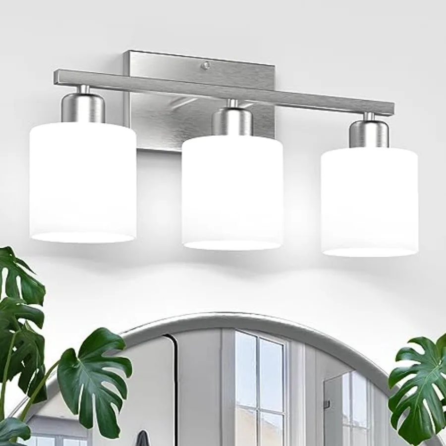 Bathroom Light Fixtures Over Mirror Brushed Nickel, Rustproof 3-Light Bathroom Vanity Lights, 18 Inch Modern Wall Sconces E26 B
Bathroom Light Fixtures Over Mirror Brushed Nickel, Rustproof 3-Light Bathroom Vanity Lights, 18 Inch Modern Wall Sconces E26 B
