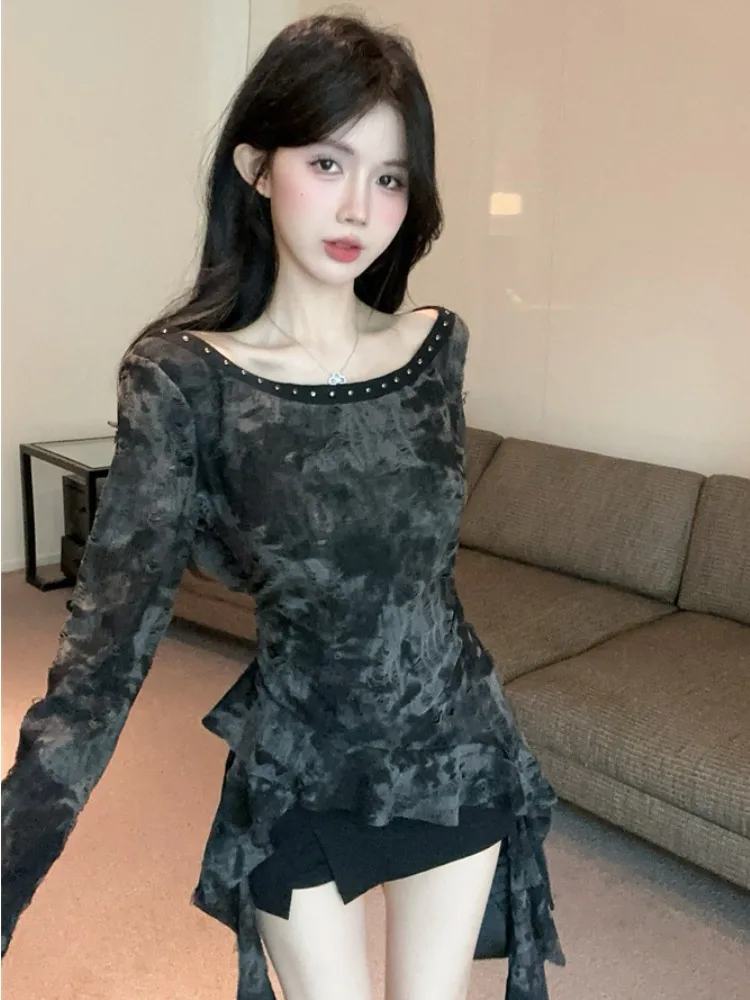 Chic Hat T-Shirt One-Shoulder Bows Cold Tone Style Autumn Winter Flounce Sleeveless Slim Fit Korean Version Long Sleeve Top
Chic Hat T-Shirt One-Shoulder Bows Cold Tone Style Autumn Winter Flounce Sleeveless Slim Fit Korean Version Long Sleeve Top