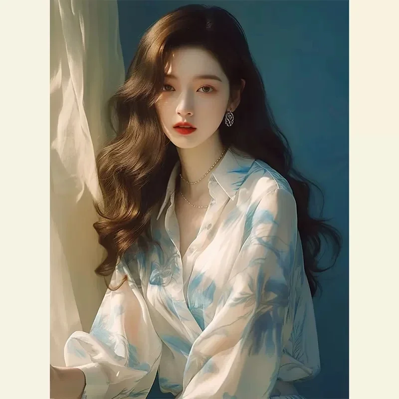 Chiffon Long Sleeve Women's Shirt Summer New South Korea Fashion Printed Laps Blouse Loose Single-breasted Top
Chiffon Long Sleeve Women's Shirt Summer New South Korea Fashion Printed Laps Blouse Loose Single-breasted Top