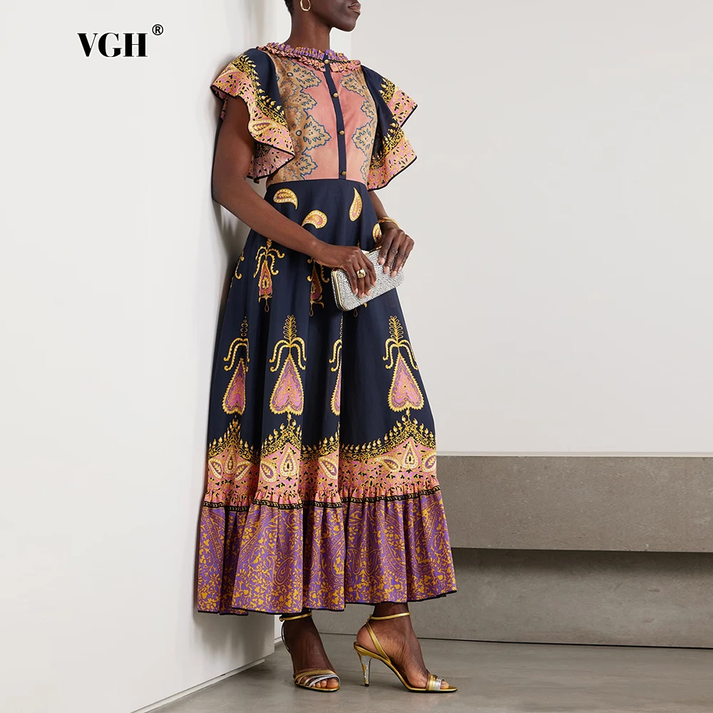 Bohemia Style Ruched Long Dress For Women O Neck Ruffles Sleeve High Waist Spliced Button Printing Elegant Dresses Female
Bohemia Style Ruched Long Dress For Women O Neck Ruffles Sleeve High Waist Spliced Button Printing Elegant Dresses Female
