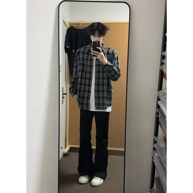 Bla Plaid Long Sve irt Men's Spring Autumn Sle College Faion Brand Haome id Pattern High-End Feeling irt Ja...
Bla Plaid Long Sve irt Men's Spring Autumn Sle College Faion Brand Haome id Pattern High-End Feeling irt Ja...