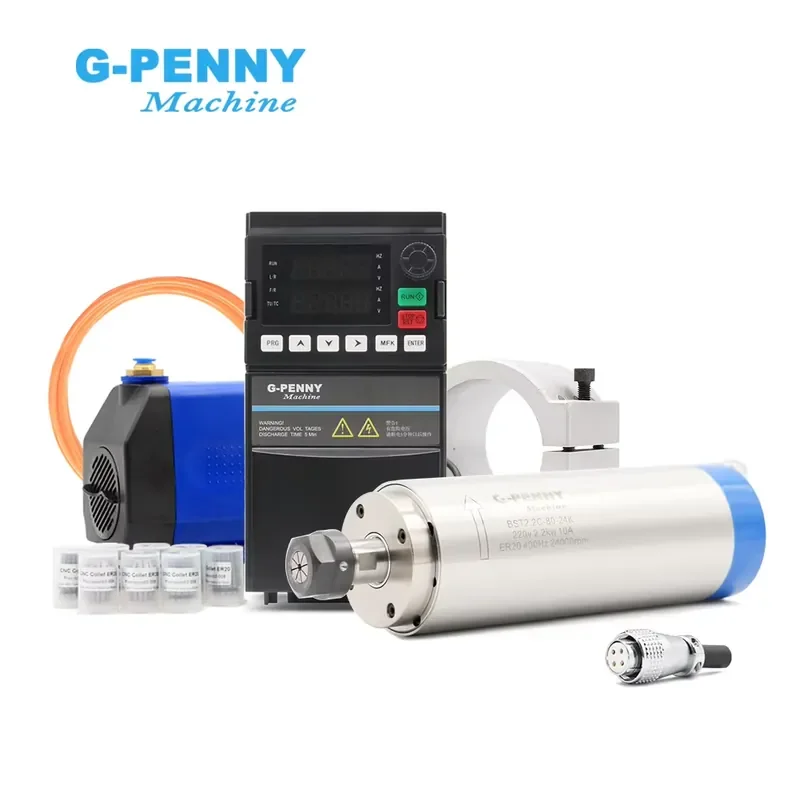 G-Penny 2.2kw ER20 220v/380v Water Cooled Spindle Motor with YL42 Inverter,water Pump,bracket,collet, Spindle Motor Kit
G-Penny 2.2kw ER20 220v/380v Water Cooled Spindle Motor with YL42 Inverter,water Pump,bracket,collet, Spindle Motor Kit