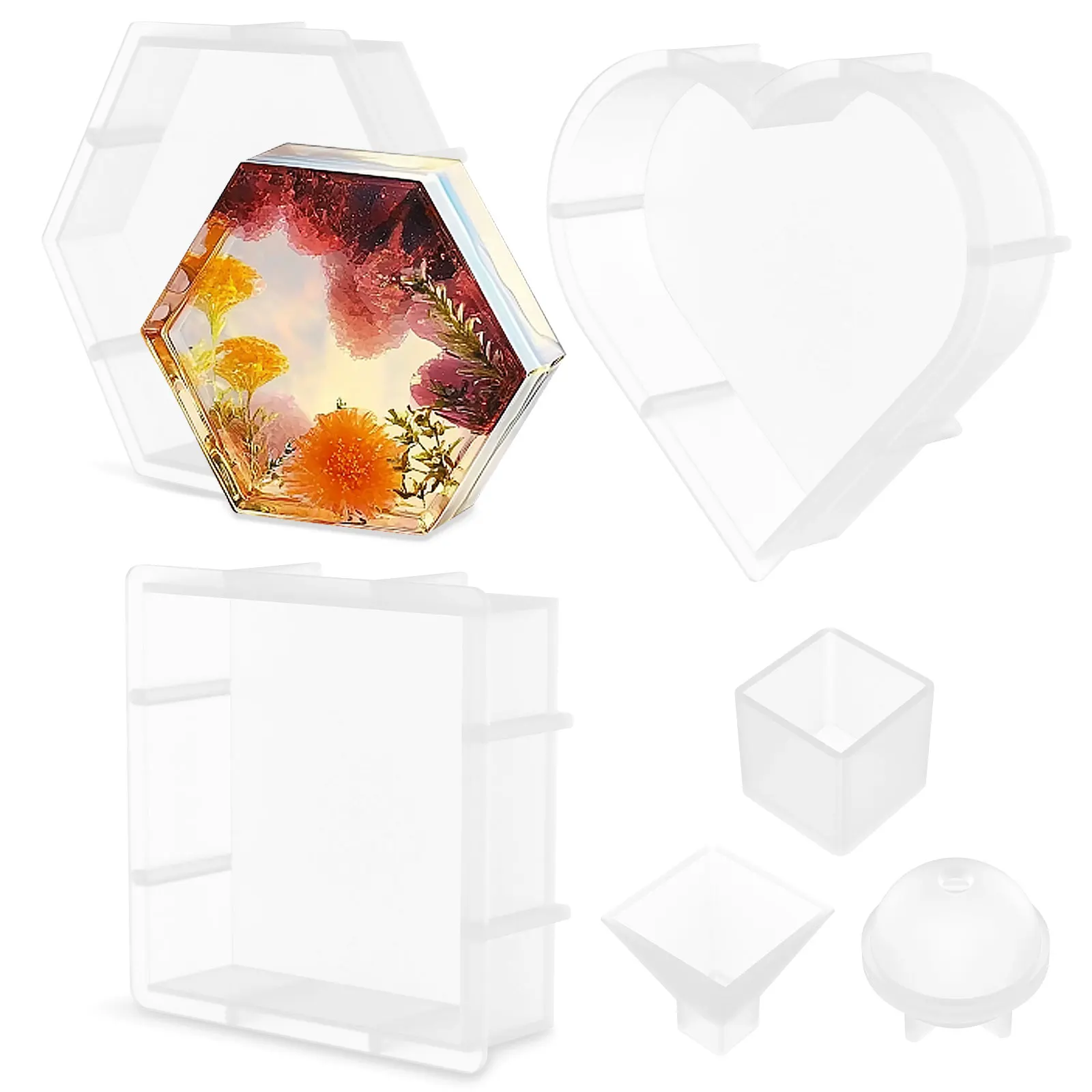 Resin Molds Safe Resin Silicone Molds Multipurpose Silicone Molds Kit with Soft Hexagonal and Square Heart Resin Molds Reusable
Resin Molds Safe Resin Silicone Molds Multipurpose Silicone Molds Kit with Soft Hexagonal and Square Heart Resin Molds Reusable