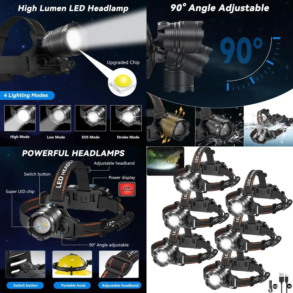 Rechargeable LED Headlamp for Adults - 9900L Ultra Bright, 4 Modes, Adjustable Focus, Waterproof Camping Headlight
Rechargeable LED Headlamp for Adults - 9900L Ultra Bright, 4 Modes, Adjustable Focus, Waterproof Camping Headlight