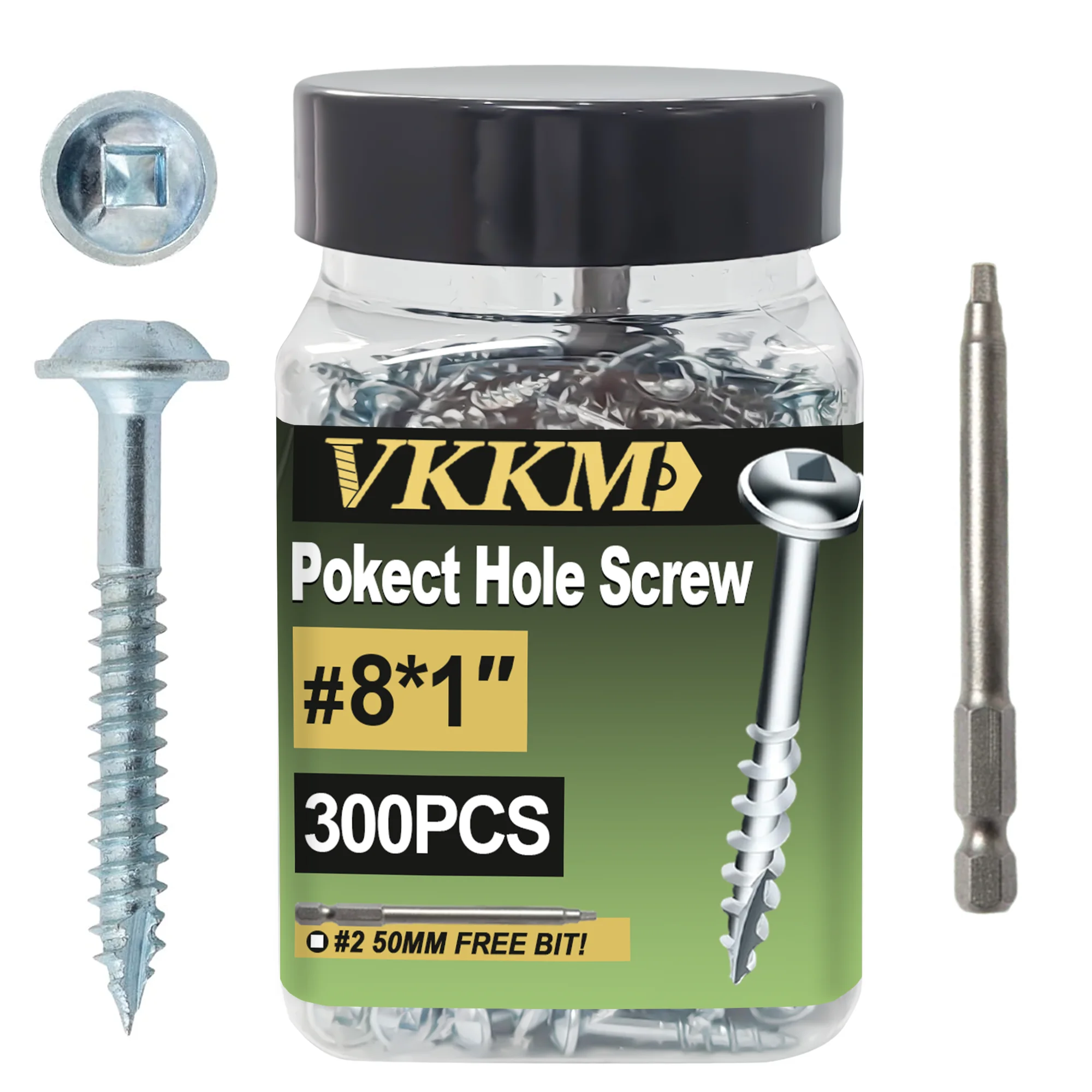 Pocket hole screws, wood screws #8 x 1-1/4 in. 200/300 pcs coarse threaded washer head, square self-tapping, for indoor use
Pocket hole screws, wood screws #8 x 1-1/4 in. 200/300 pcs coarse threaded washer head, square self-tapping, for indoor use