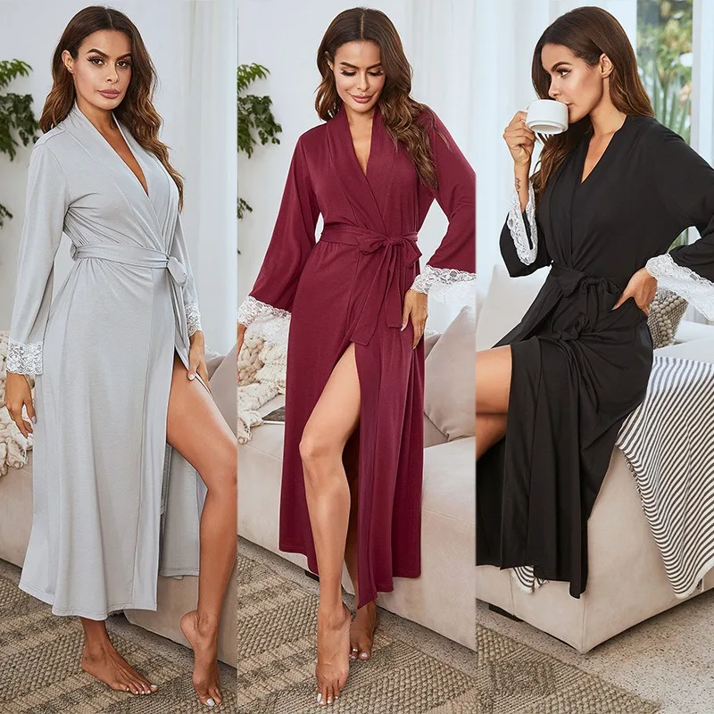 American Casual Women's Nightgown Long Sleeve Lace Patchwork Strap Long Home Dress Pajamas Bathrobe Woman
American Casual Women's Nightgown Long Sleeve Lace Patchwork Strap Long Home Dress Pajamas Bathrobe Woman