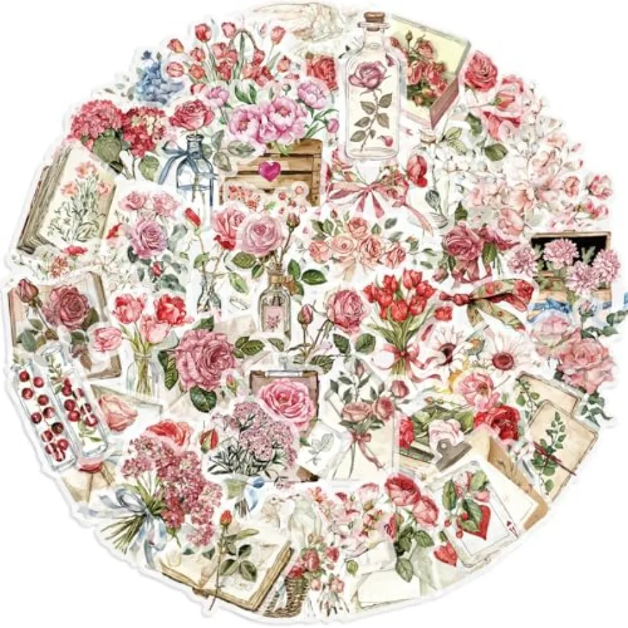 Roses and Books Flower Scrapbooking Stickers - 50 Pieces Waterproof Clear Floral Decals for Scrapbook, Journals, Planners, Enve
Roses and Books Flower Scrapbooking Stickers - 50 Pieces Waterproof Clear Floral Decals for Scrapbook, Journals, Planners, Enve