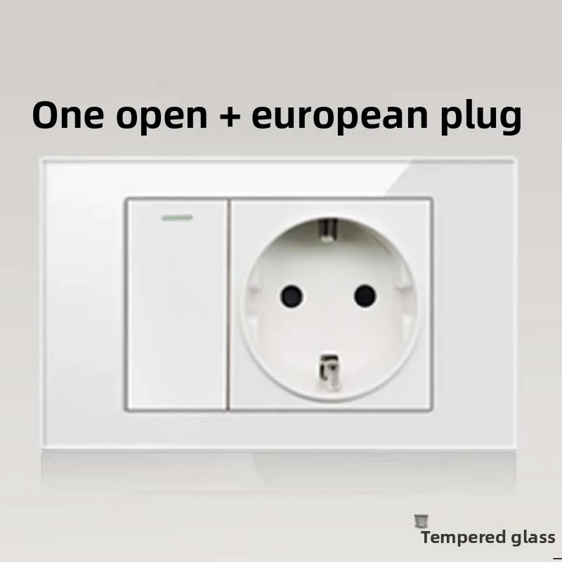 Switch Socket Panel Tempered Glass One-open European Standard Three-hole Socket
Switch Socket Panel Tempered Glass One-open European Standard Three-hole Socket