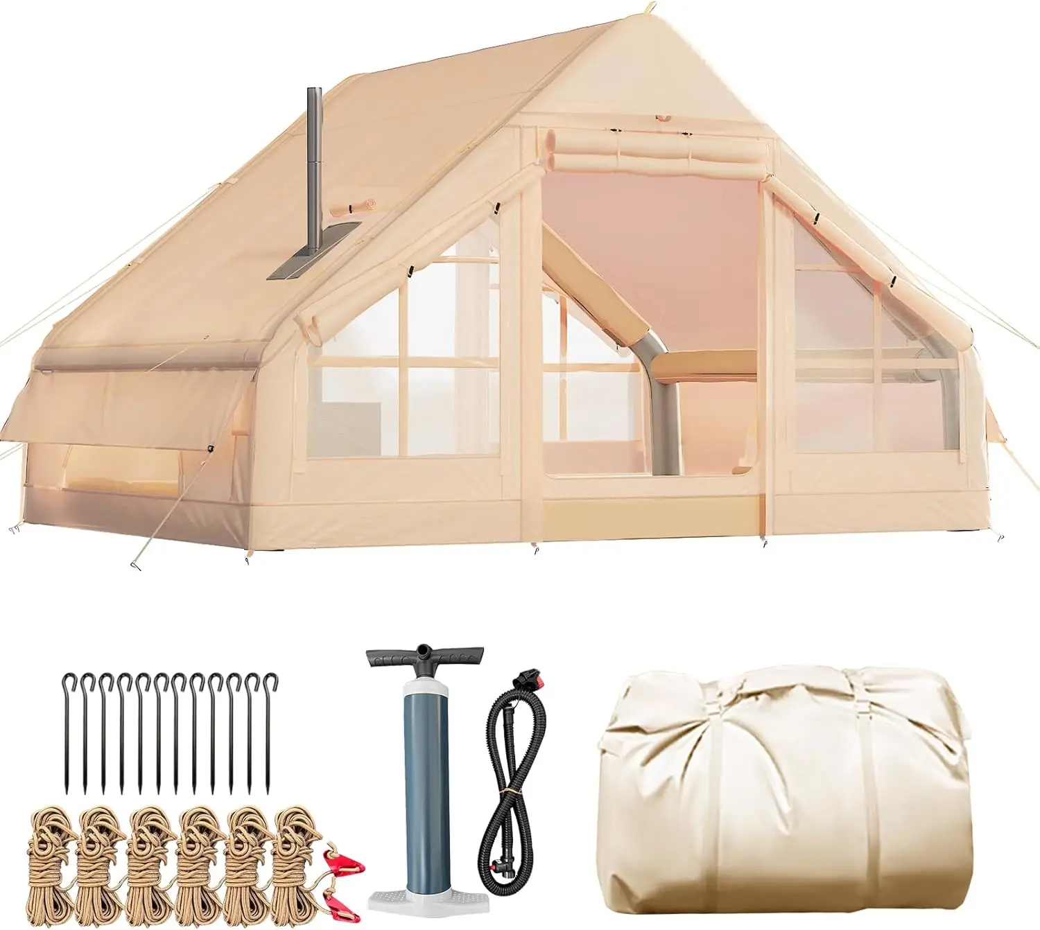 Classic Inflatable Camping Tent for 6-12 Person, 4 Season Blow Up Tent with Mesh Windows & Pumps
Classic Inflatable Camping Tent for 6-12 Person, 4 Season Blow Up Tent with Mesh Windows & Pumps