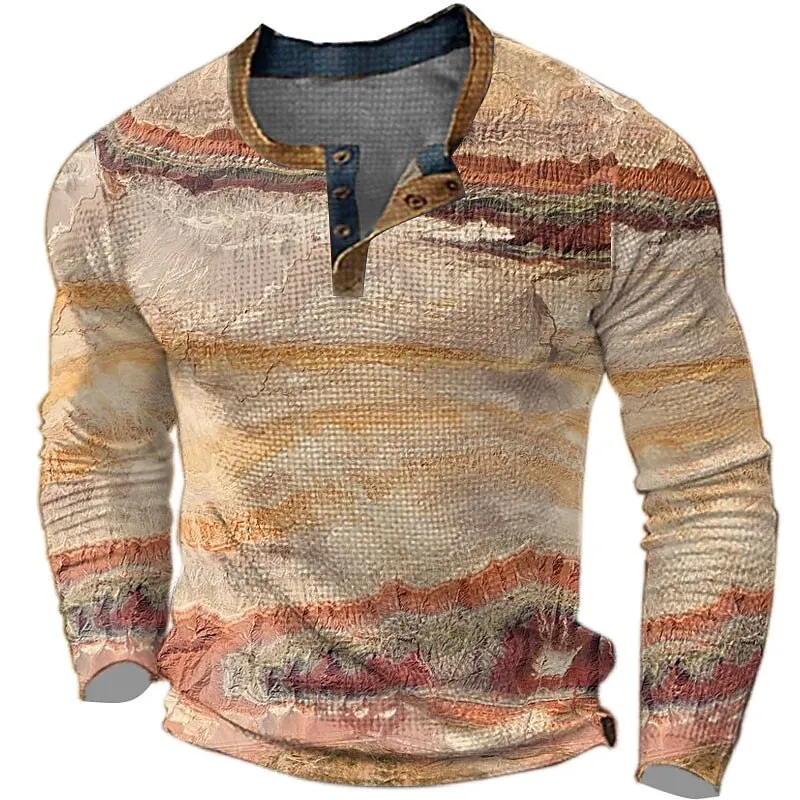 3D Print Colorful Gradient Henley T-Shirts For Men Loose Henry Collar Button Long Sleeve Pullover Autumn Winter Comfortable Tops
3D Print Colorful Gradient Henley T-Shirts For Men Loose Henry Collar Button Long Sleeve Pullover Autumn Winter Comfortable Tops