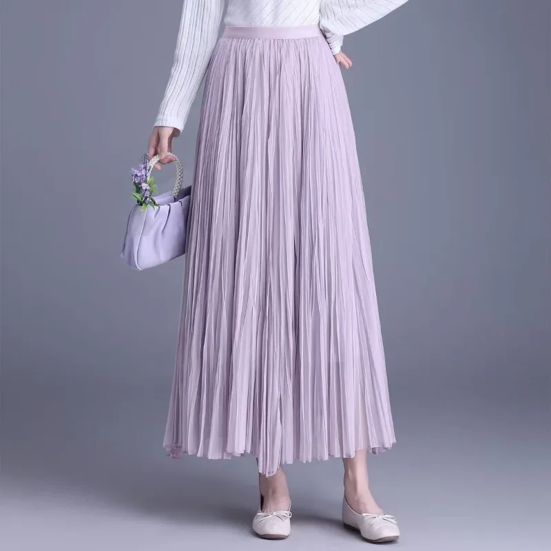 Purple High Waist Pleated Gauze A Line Maxi Skirt Women'S Spring New Elegant Big Swing Long Skirt Summer Streetwear Femme Casual
Purple High Waist Pleated Gauze A Line Maxi Skirt Women'S Spring New Elegant Big Swing Long Skirt Summer Streetwear Femme Casual