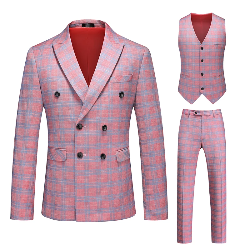 High Quality Men Double Breasted Suit 3 Piece Large Size 6XL Fashion Men's Wedding Ball Party Plaid Jacket and Pants with Vest
High Quality Men Double Breasted Suit 3 Piece Large Size 6XL Fashion Men's Wedding Ball Party Plaid Jacket and Pants with Vest
