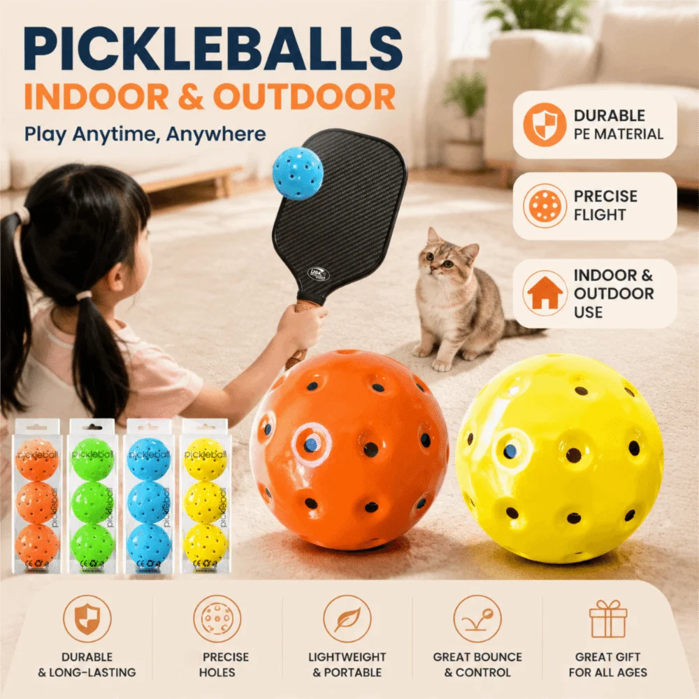 3PCS Durable Multicolor Foam Pickle Ball Noiseless Exact Bounce Pickleball Balls Soft PU 74mm Quiet Pickleballs Sport Supplies
3PCS Durable Multicolor Foam Pickle Ball Noiseless Exact Bounce Pickleball Balls Soft PU 74mm Quiet Pickleballs Sport Supplies