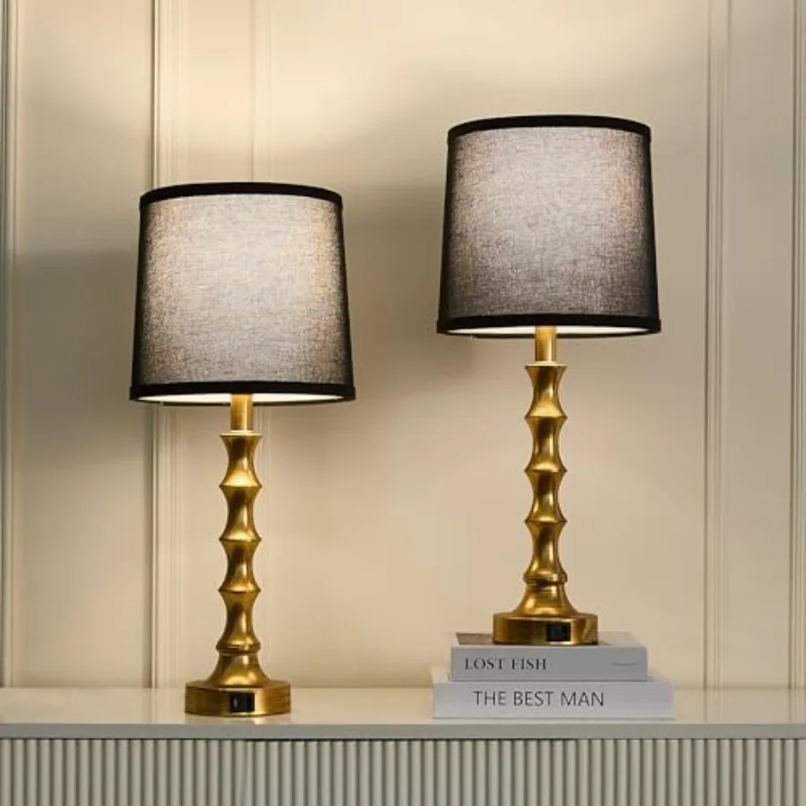 Gold Table Lamp 24" Nightstand Lamps Set of 2 Bamboo Shape Base Metal Desk Lamps with Linen Shade Modern Bedside Nightlight wit
Gold Table Lamp 24" Nightstand Lamps Set of 2 Bamboo Shape Base Metal Desk Lamps with Linen Shade Modern Bedside Nightlight wit