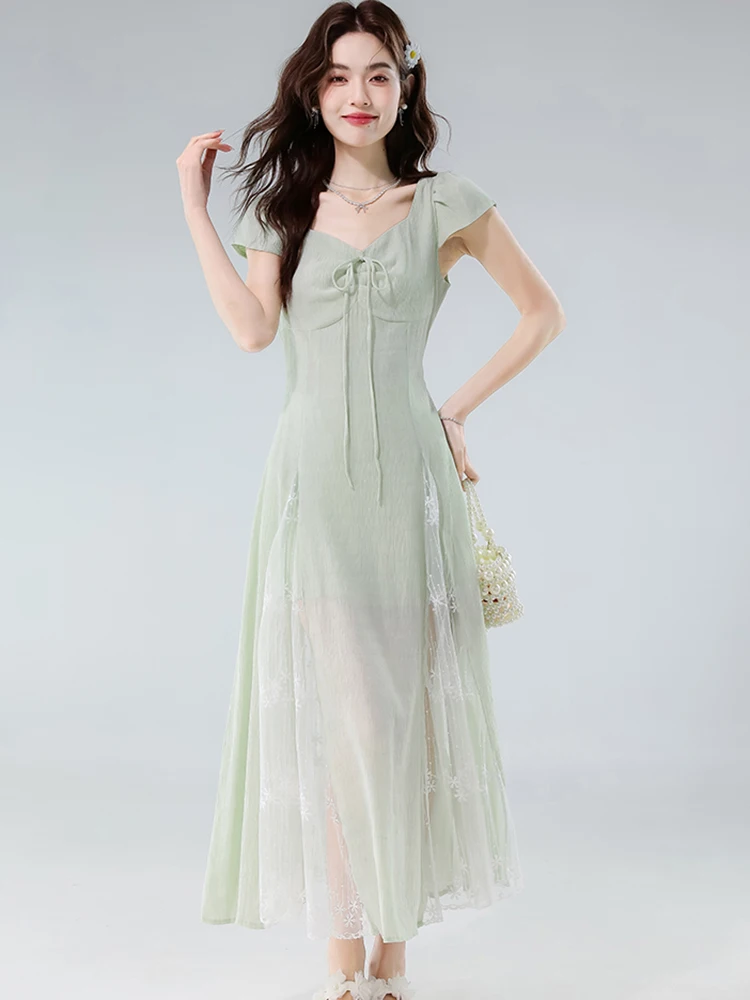Женское зеленое лоскутное кружевное жаккардовое платье макси 2025, корейское элегантное повседневное праздничное платье, новое летнее модное облегающее вечернее платье
Женское зеленое лоскутное кружевное жаккардовое платье макси 2025, корейское элегантное повседневное праздничное платье, новое летнее модное облегающее вечернее платье