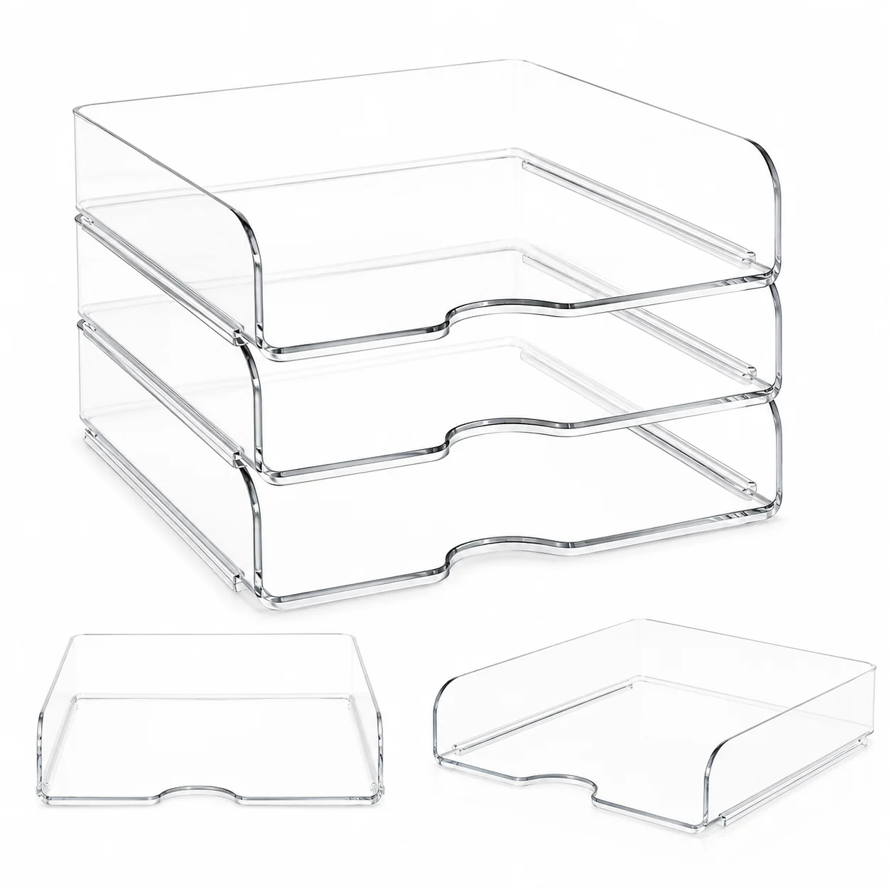 Clear A4 Landscape 3-Tier Document Tray Set, Stackable Desktop Letter File Organizer for Papers, Books, Files and Office Storage
Clear A4 Landscape 3-Tier Document Tray Set, Stackable Desktop Letter File Organizer for Papers, Books, Files and Office Storage