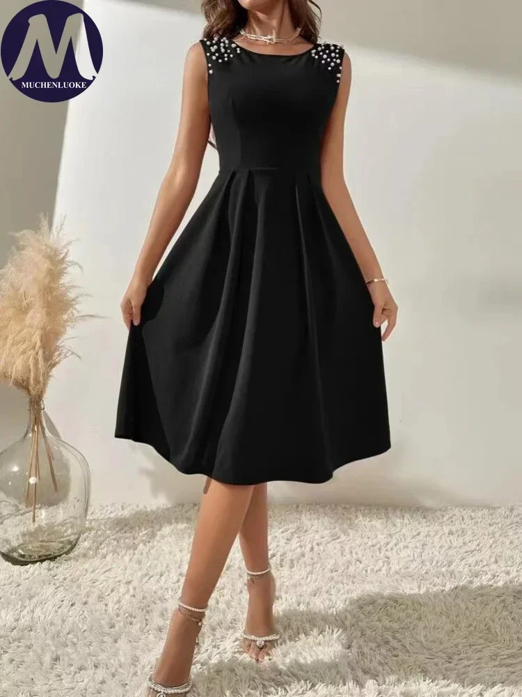 Women's Elegant and Pretty A-Line Dress, Sleeveless, Round Neck, Slim, Embroidery, Fashion, Summer, New, 2025
Women's Elegant and Pretty A-Line Dress, Sleeveless, Round Neck, Slim, Embroidery, Fashion, Summer, New, 2025